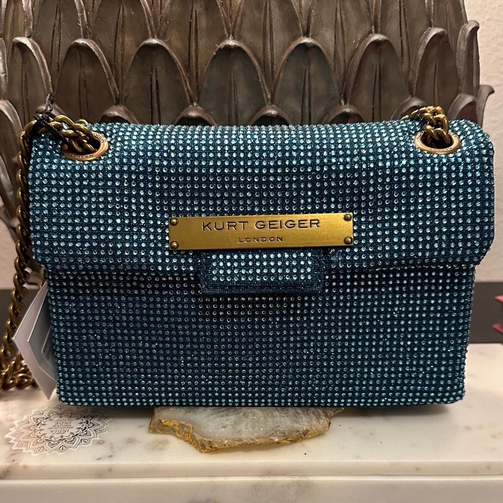 Kurt Geiger Teal Crystal Crossbody Bag